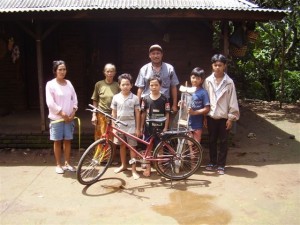 Family with bike